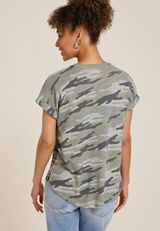 24/7 Waffle Camo V Neck Roll Short Sleeve Tee, MULTI, small