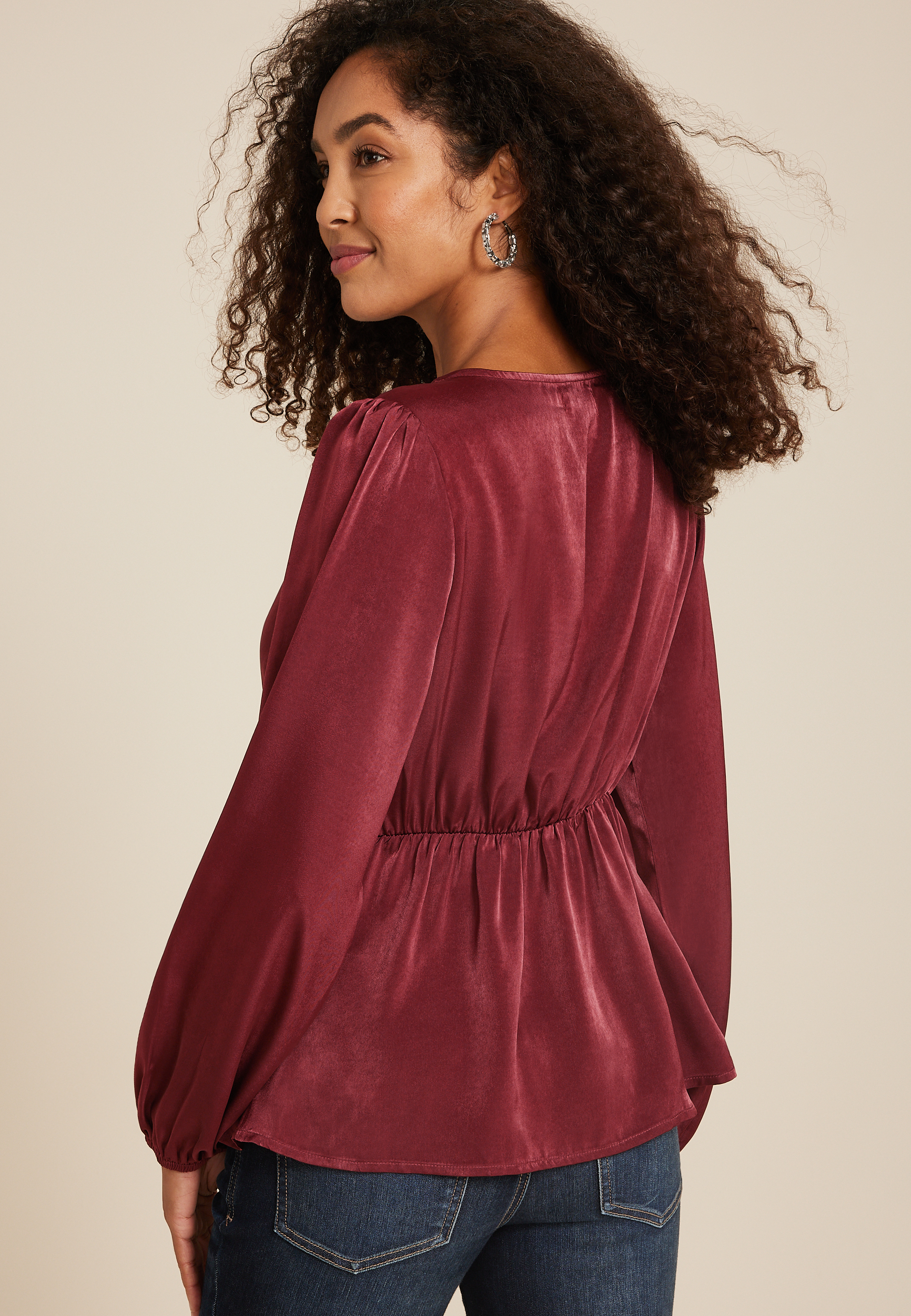 Wrap Front Long Sleeve Blouse, C9735, large