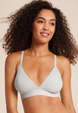 Simply Comfy Cotton Heathered Triangle Bralette, HEATHER GRAY, small