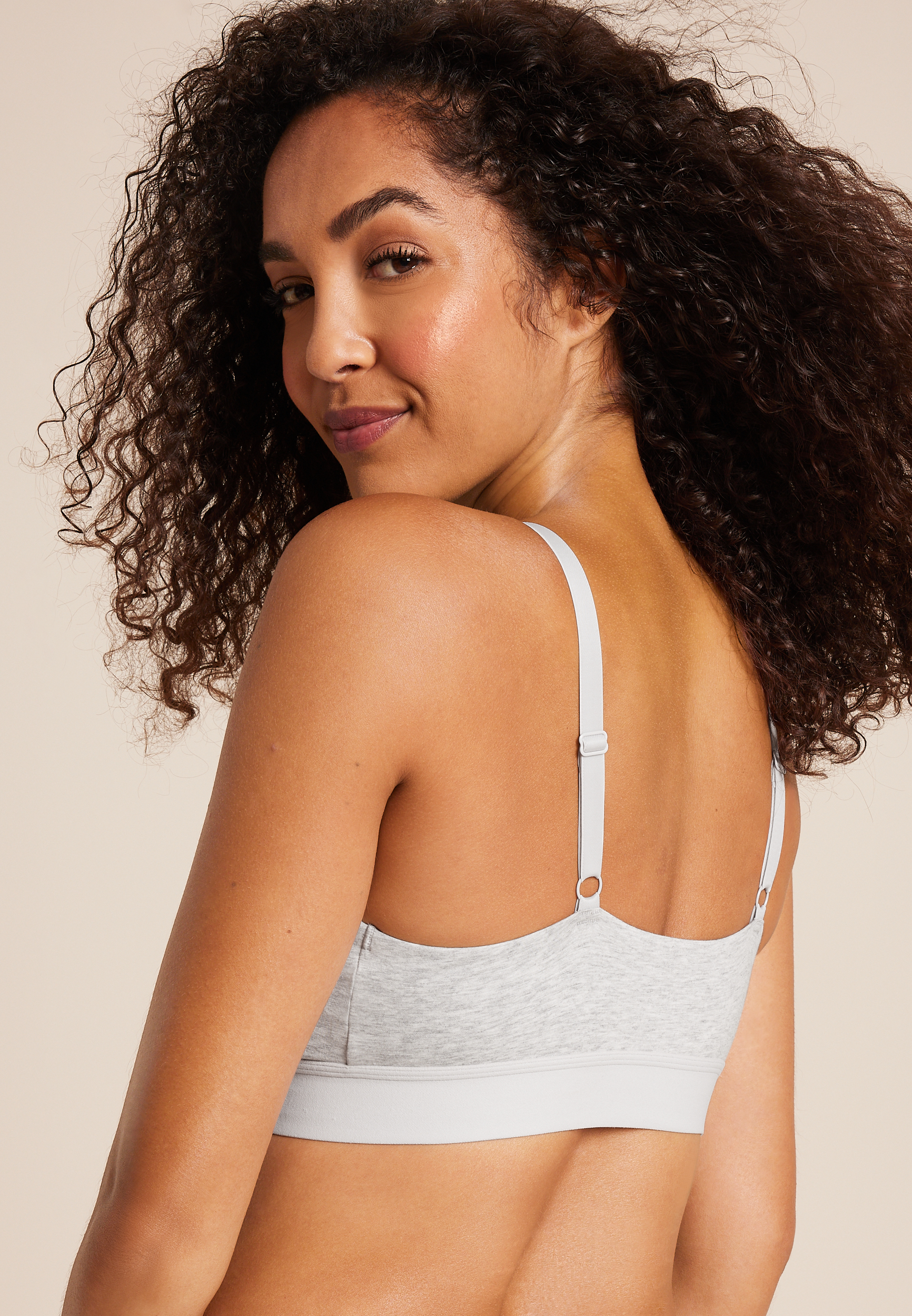 Simply Comfy Cotton Heathered Triangle Bralette, HEATHER GRAY, large