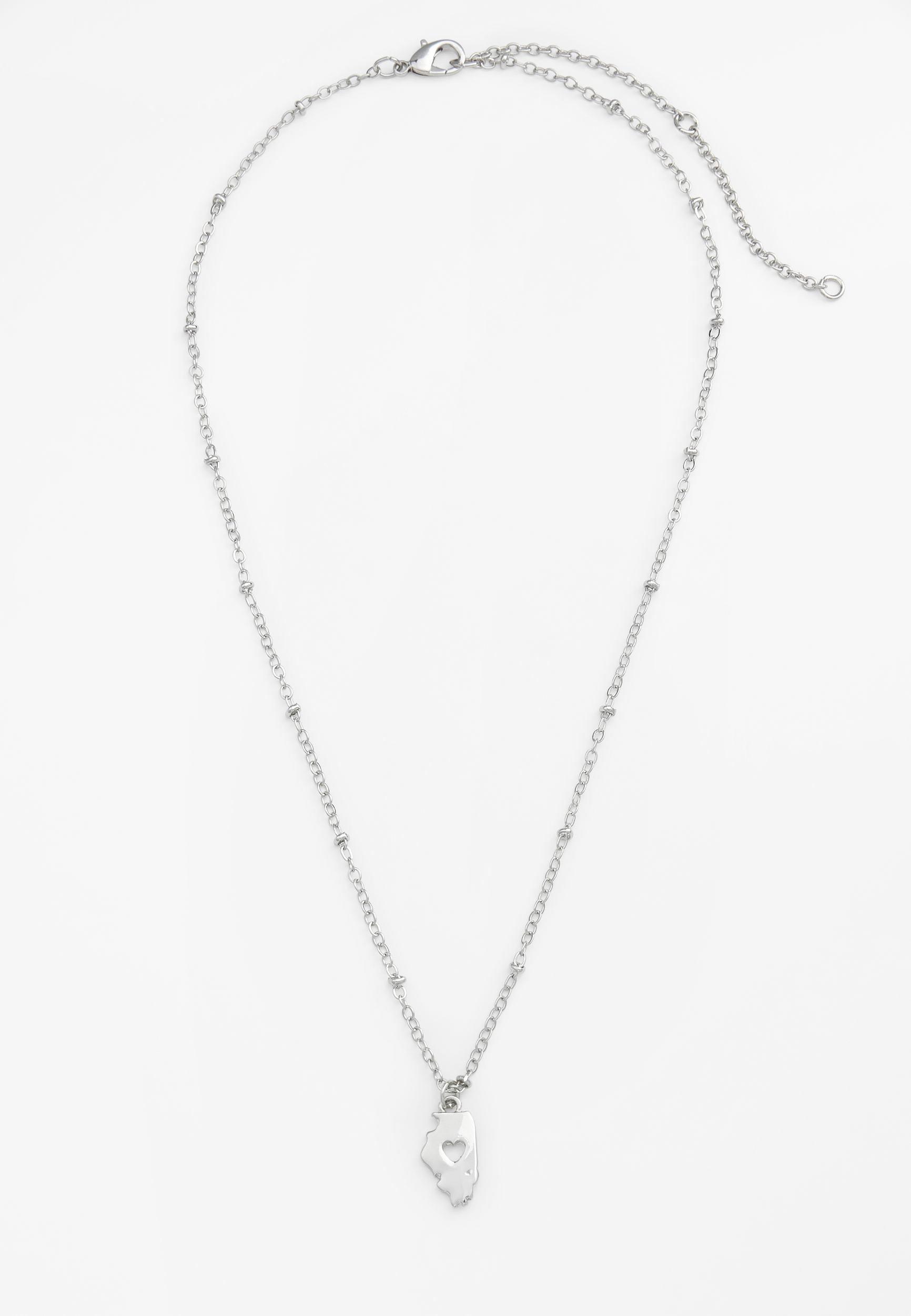 Dainty Silver State Necklace, ILLINOIS, large