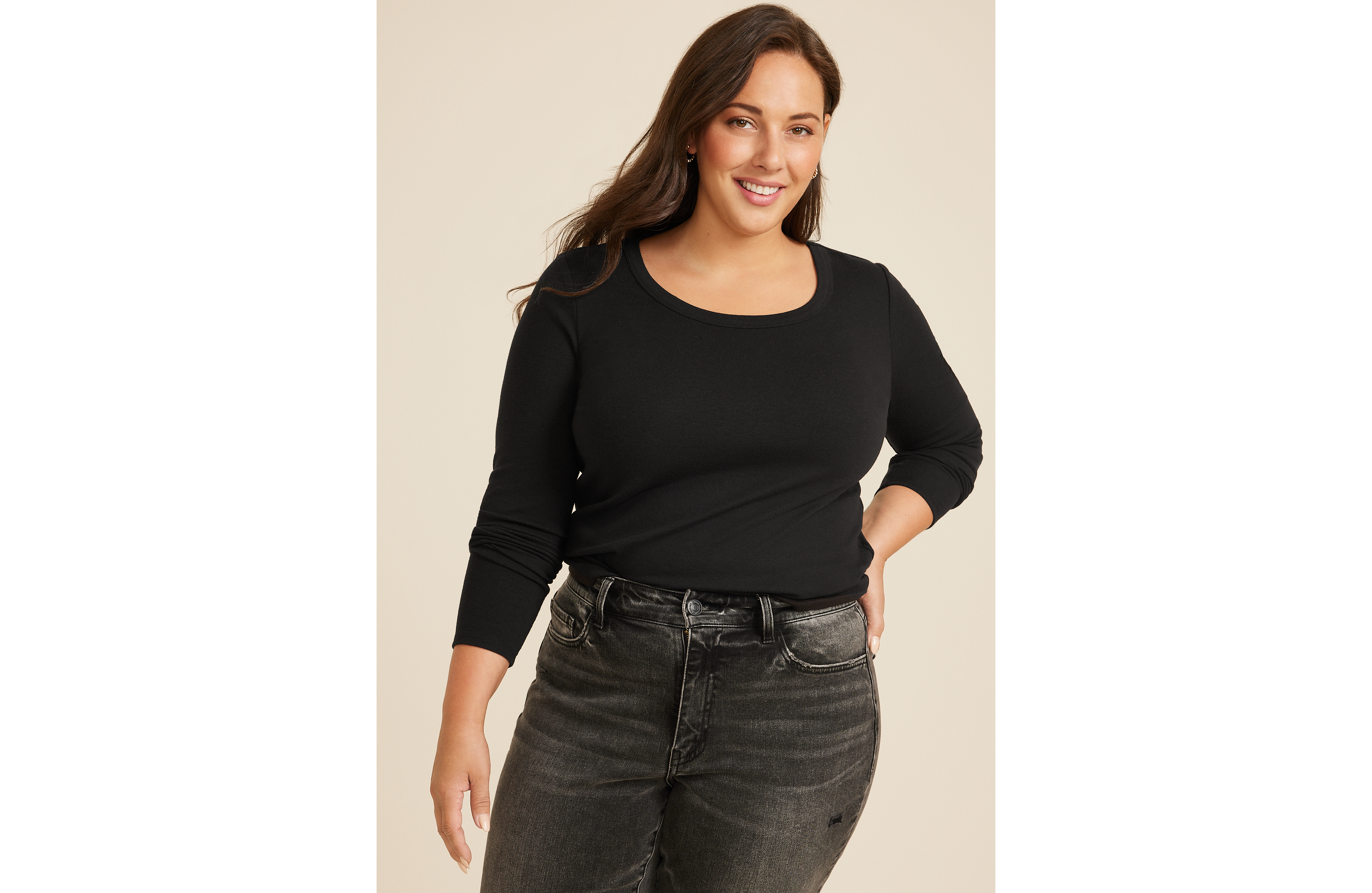 Plus 24/7 Scoop Neck Long Sleeve Tee