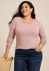 Plus Size 24/7 Scoop Neck Long Sleeve Tee, C6959, small