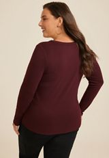 Plus Size 24/7 Scoop Neck Long Sleeve Tee, BROWN RUM, small