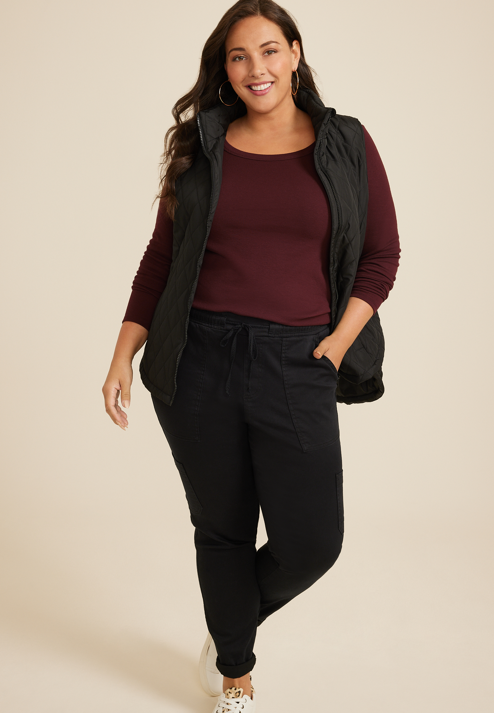 Plus Size 24/7 Scoop Neck Long Sleeve Tee, BROWN RUM, large