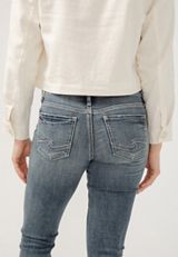 Silver Jeans Co.&reg; Mid Rise Rolled Hem Girlfriend Skinny Leg Jean, MEDIUM SANDBLAST, small