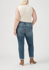 Plus Size Silver Jeans Co.&reg; Mid Rise Rolled Hem Girlfriend Skinny Leg Jean, C3337, small