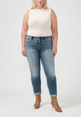 Plus Size Silver Jeans Co.&reg; Mid Rise Rolled Hem Girlfriend Skinny Leg Jean, C3337, small