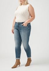 Plus Size Silver Jeans Co.&reg; Mid Rise Rolled Hem Girlfriend Skinny Leg Jean, C3337, small