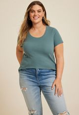Plus Size 24/7 U Line Short Sleeve Tee, GRANITE GREEN, small