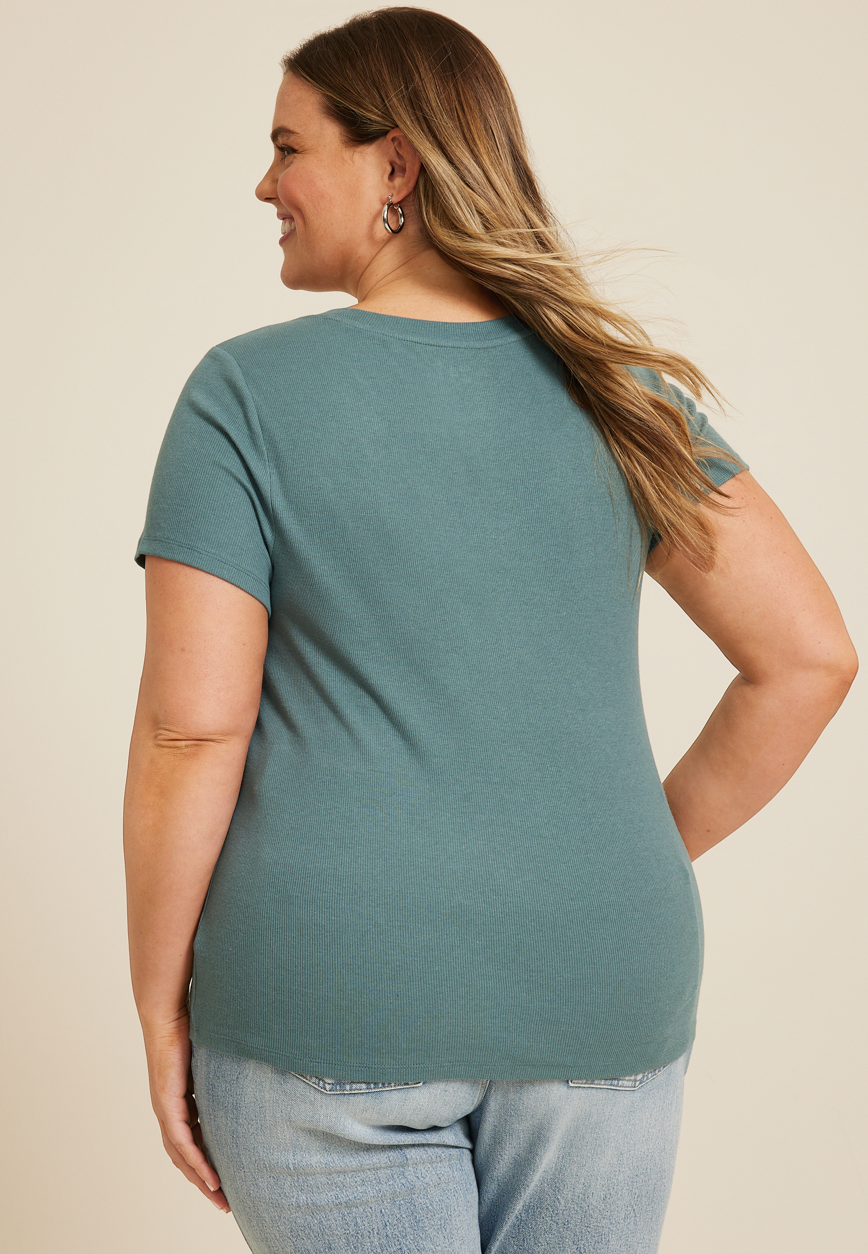 Plus Size 24/7 U Line Short Sleeve Tee, GRANITE GREEN, large