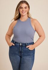 Plus Size 24/7 Highline Variegated Rib Tank Top, C9727, small
