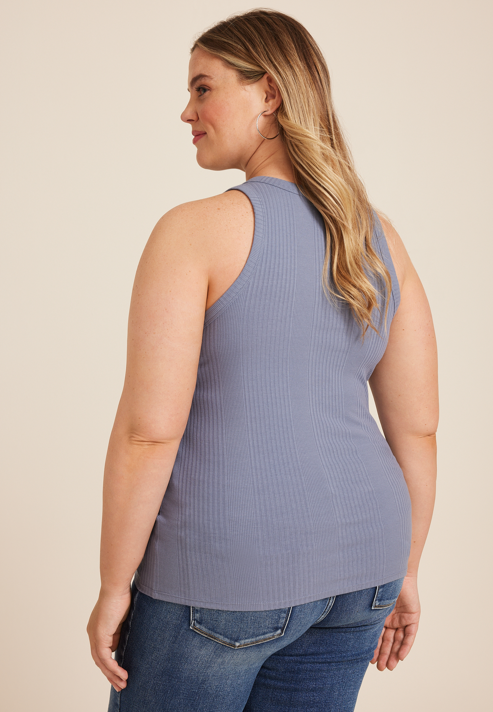 Plus Size 24/7 Highline Variegated Rib Tank Top, C9727, large