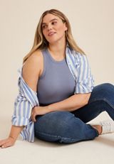 Plus Size 24/7 Highline Variegated Rib Tank Top, C9727, small
