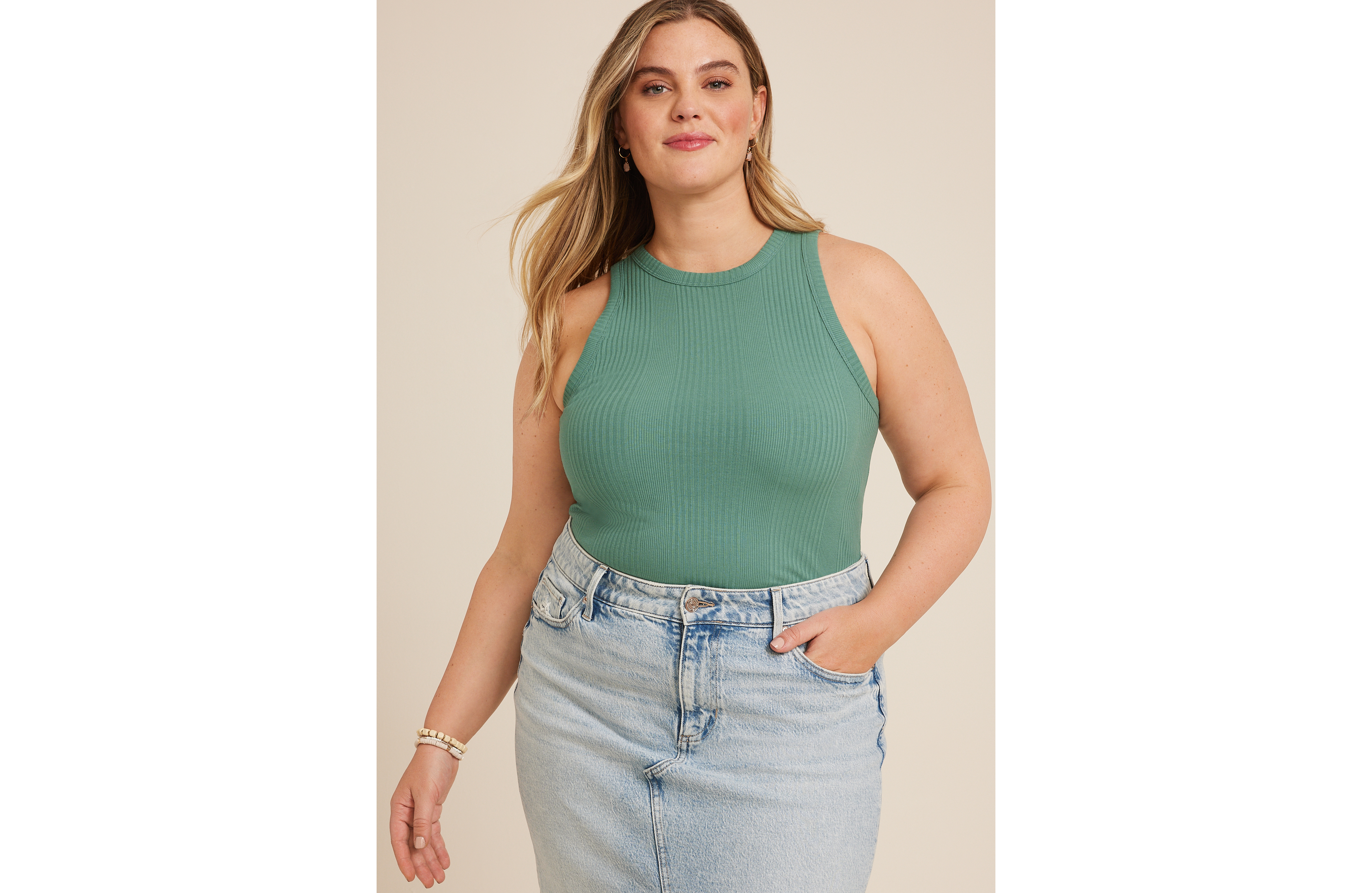 Plus 24/7 Highline Variegated Rib Tank Top