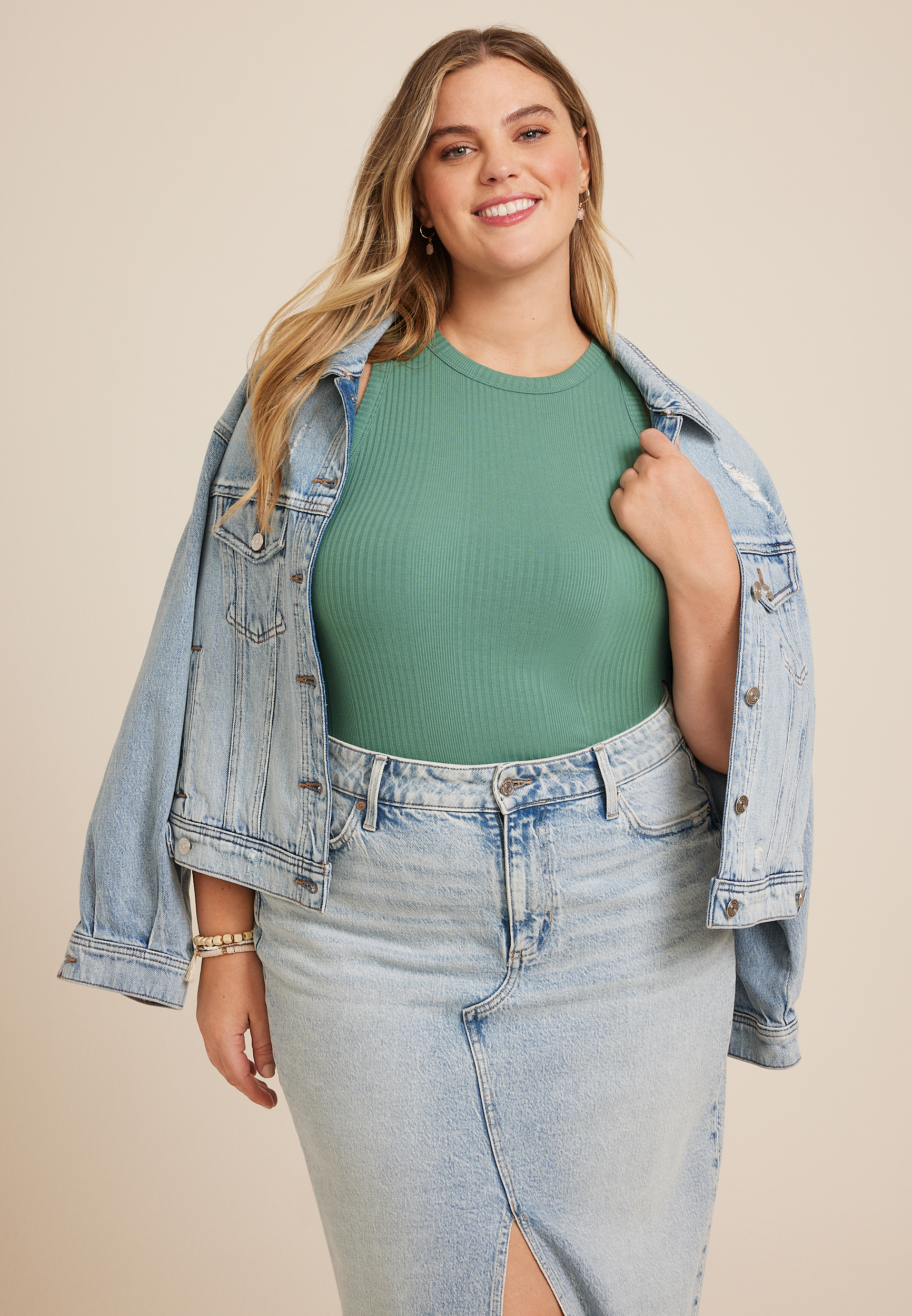 Plus 24/7 Highline Variegated Rib Tank Top