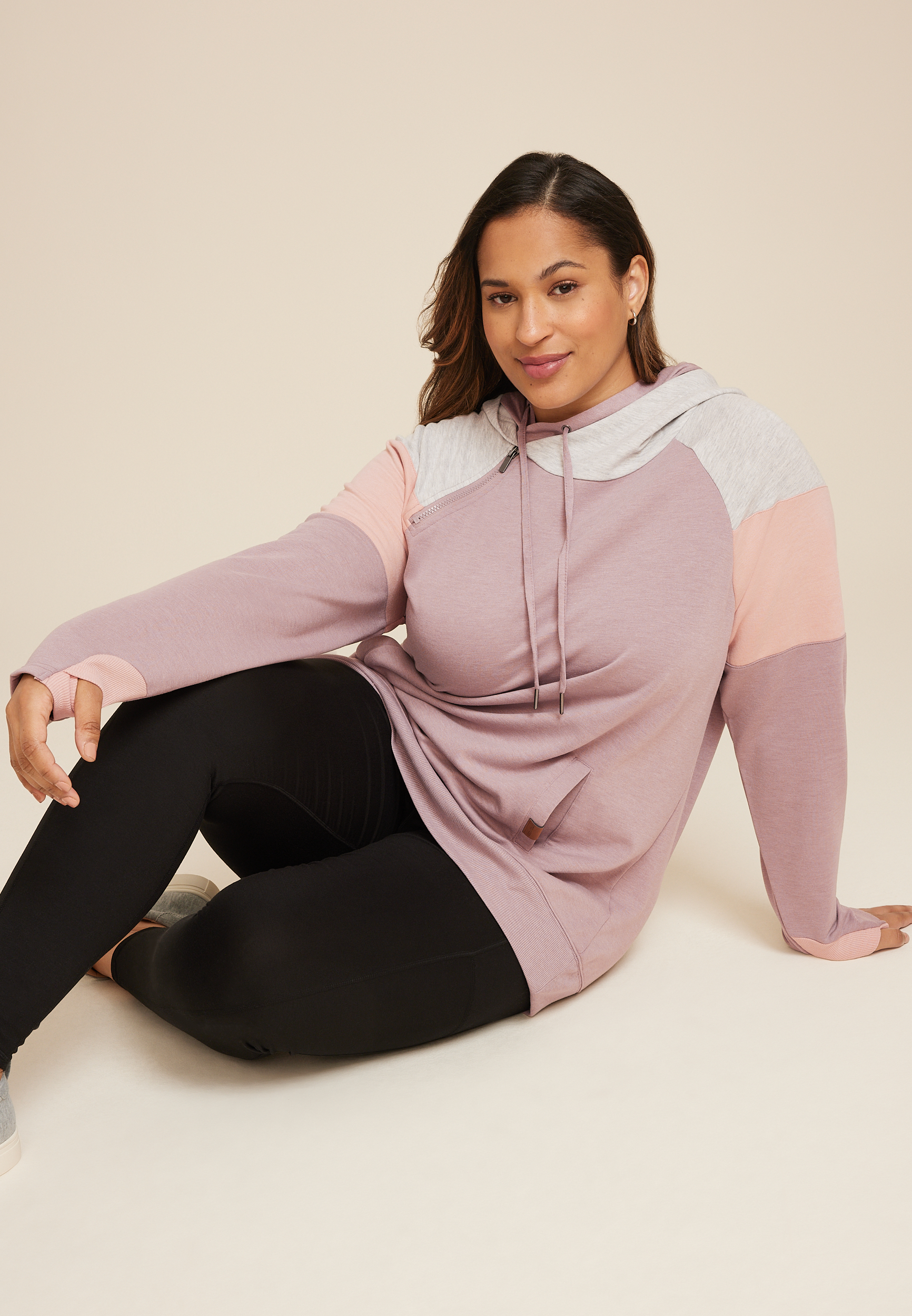Plus Size Homeward Colorblock Hoodie, C4108, large