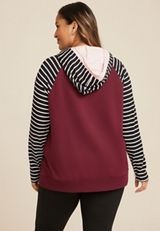 Plus Size Homeward Striped Colorblock Hoodie, C4695, small