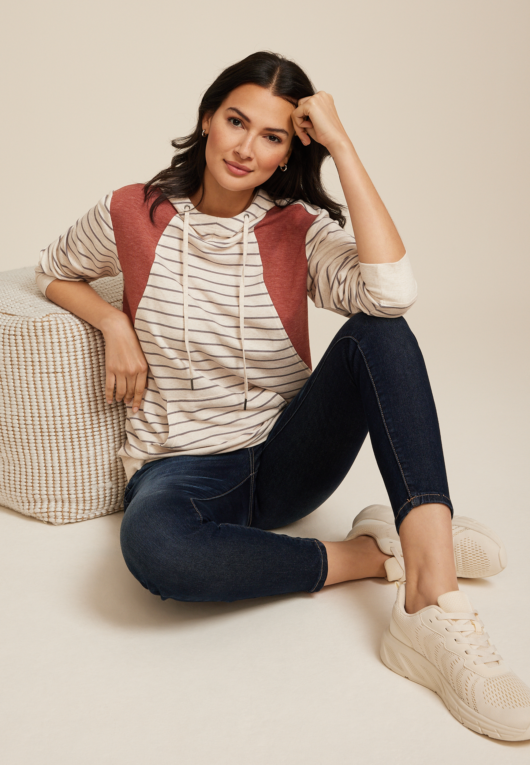 Homeward Striped Hoodie, OATMEAL COMBO, large