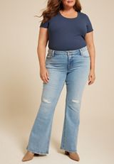 Plus Size High Rise Ripped Flare Jean, C2806, small