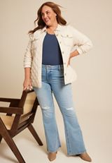 Plus Size High Rise Ripped Flare Jean, C2806, small