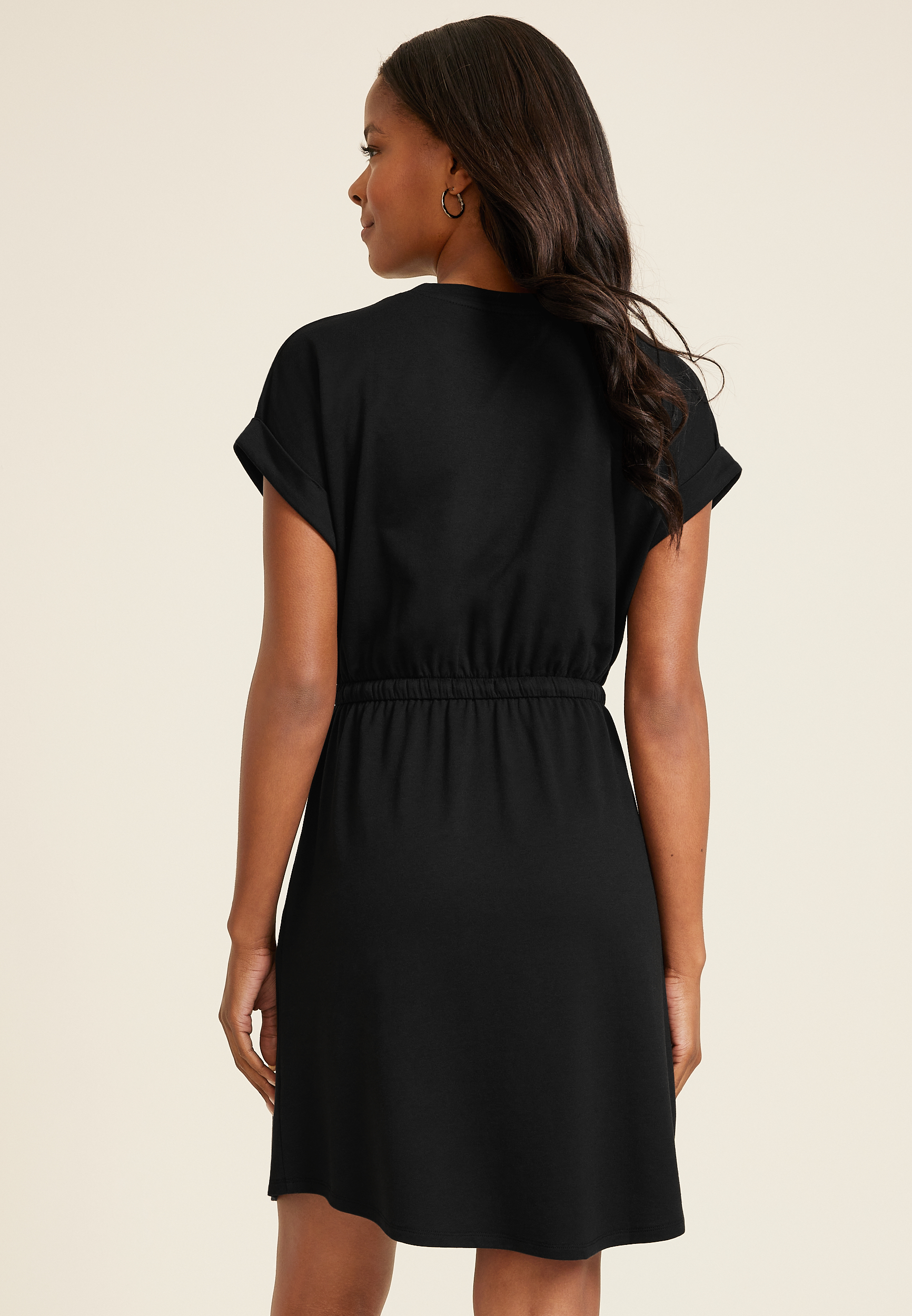 24/7 Clara Tie Waist Mini Dress, BLACK, large