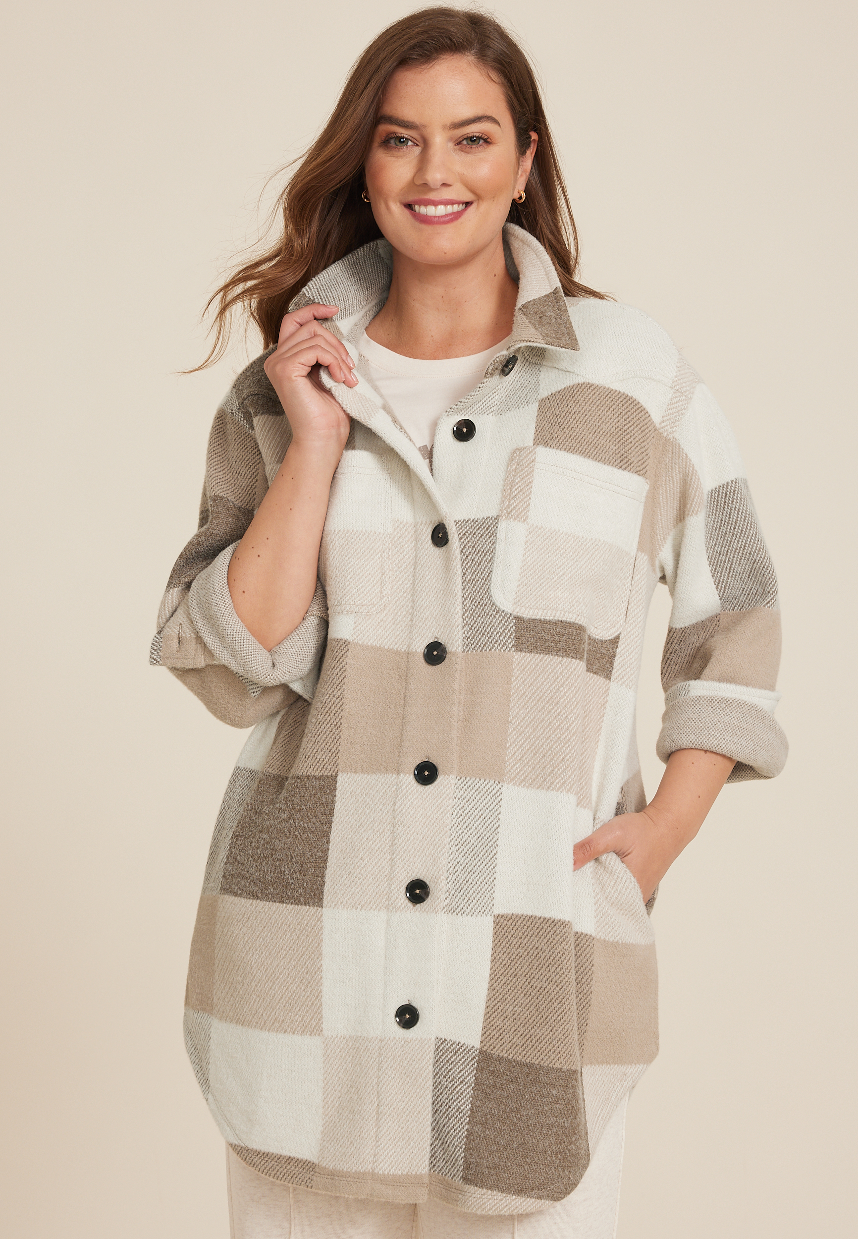 Super Plush Plaid Longline Shacket