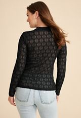 Argyle Sheer Mock Neck Blouse, C106, small