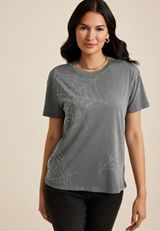 edgely&trade; Rhinestone Embellished Spider Web Tee, C829, small