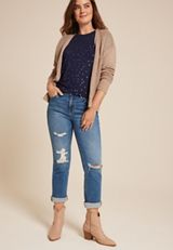 24/7 Kennedy Polka Dot Crew Neck Tee, BLUE JASMINE COMBO, small