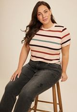 Plus Size 24/7 Kennedy Striped Crew Neck Tee, MULTI, small