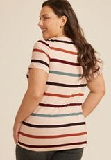 Plus Size 24/7 Kennedy Striped Crew Neck Tee, MULTI, small