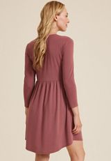 24/7 Empire Waist 3/4 Sleeve Mini Dress, COCONUT SHELL, small