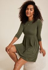 24/7 Empire Waist 3/4 Sleeve Mini Dress, C6522, small