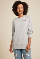 Willowsoft Be Kind Sweatshirt, LIGHT HEATHER GRAY, small