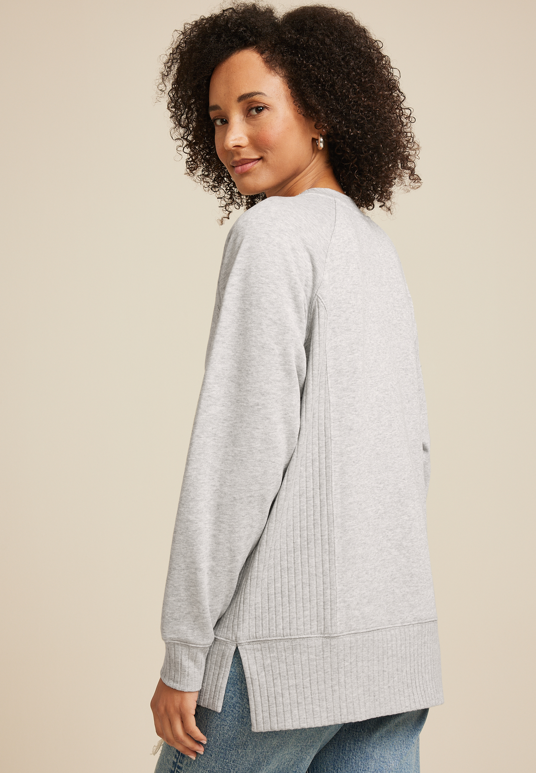 Willowsoft Be Kind Sweatshirt, LIGHT HEATHER GRAY, large
