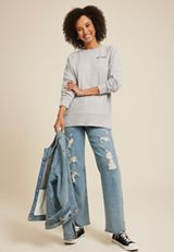 Willowsoft Be Kind Sweatshirt, LIGHT HEATHER GRAY, small