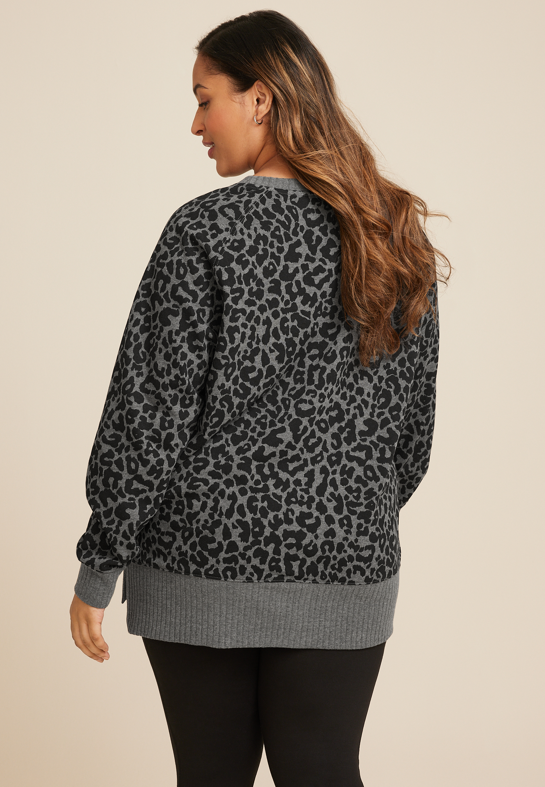Plus Size Willowsoft Animal Sweatshirt, GRAY COMBO, large