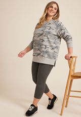 Plus Size Willowsoft Camo Sweatshirt, C1755, small