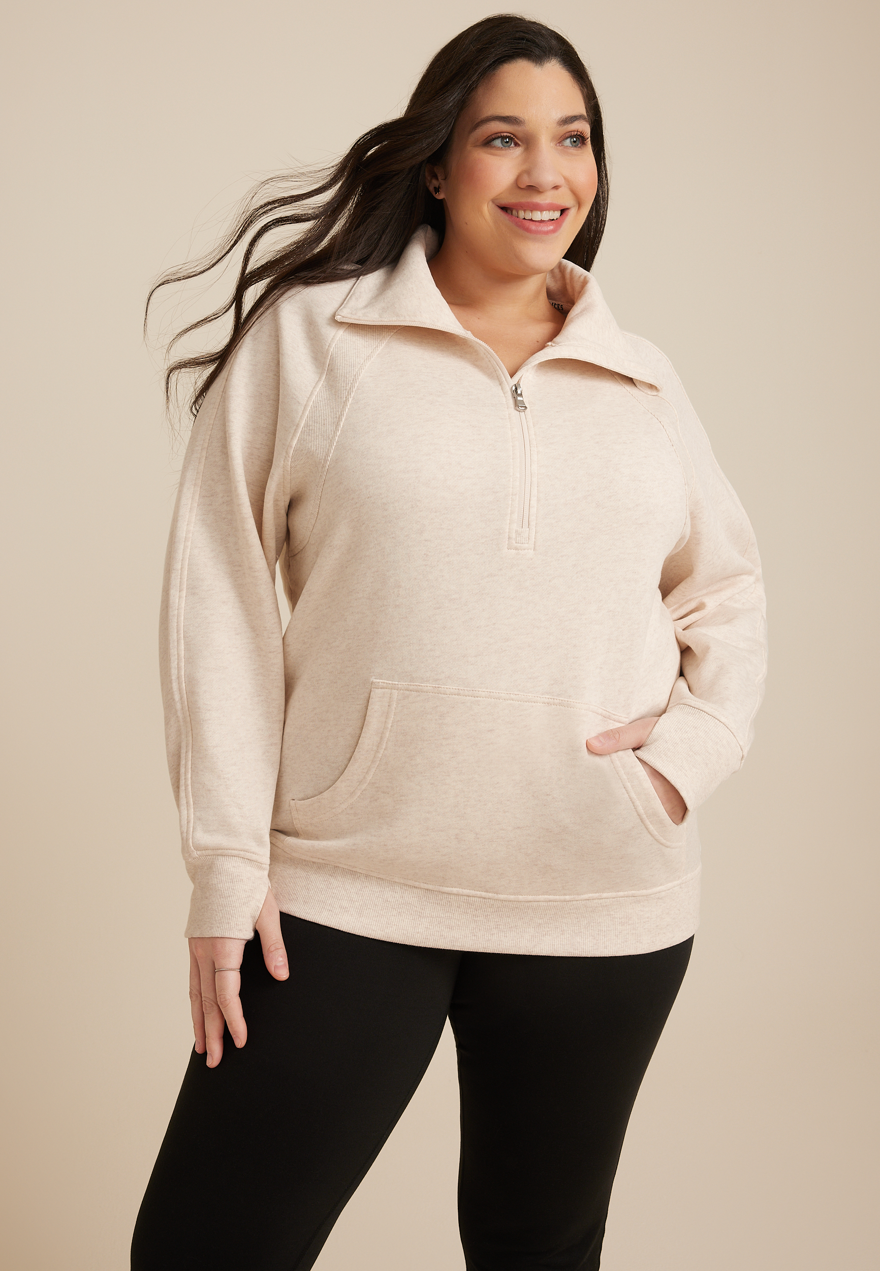 Plus Quarter Zip Fleece Sweatshirt