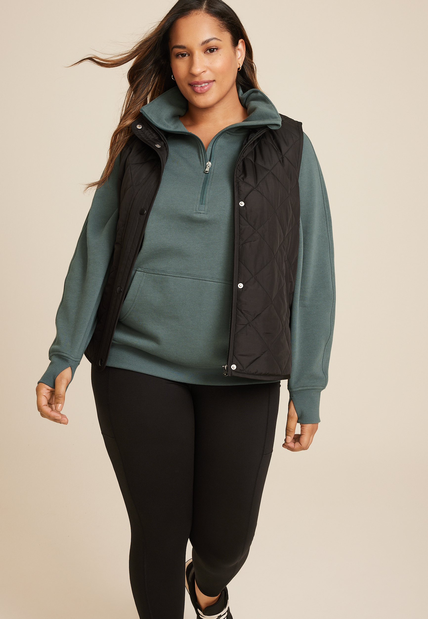 Plus Quarter Zip Fleece Sweatshirt