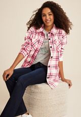 Pink Wilder Plaid Fleece Shacket, C4731, small