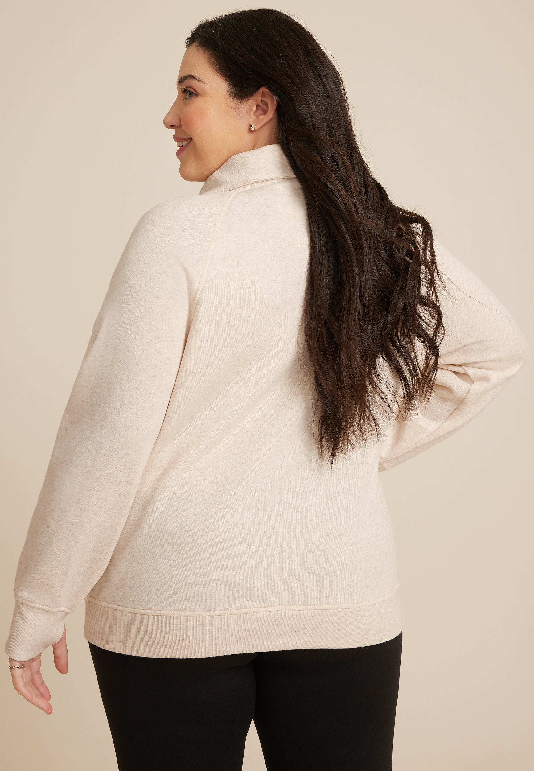 Plus Size Quarter Zip Fleece Sweatshirt, C3363, large