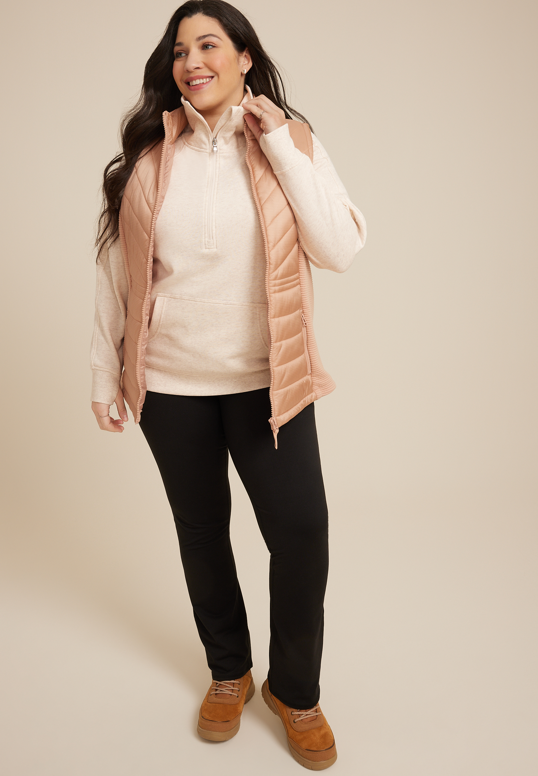 Plus Size Quarter Zip Fleece Sweatshirt, C3363, large
