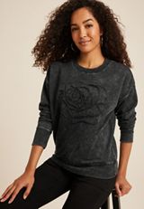 Rose Applique Relaxed Fit Sweatshirt, C106, small