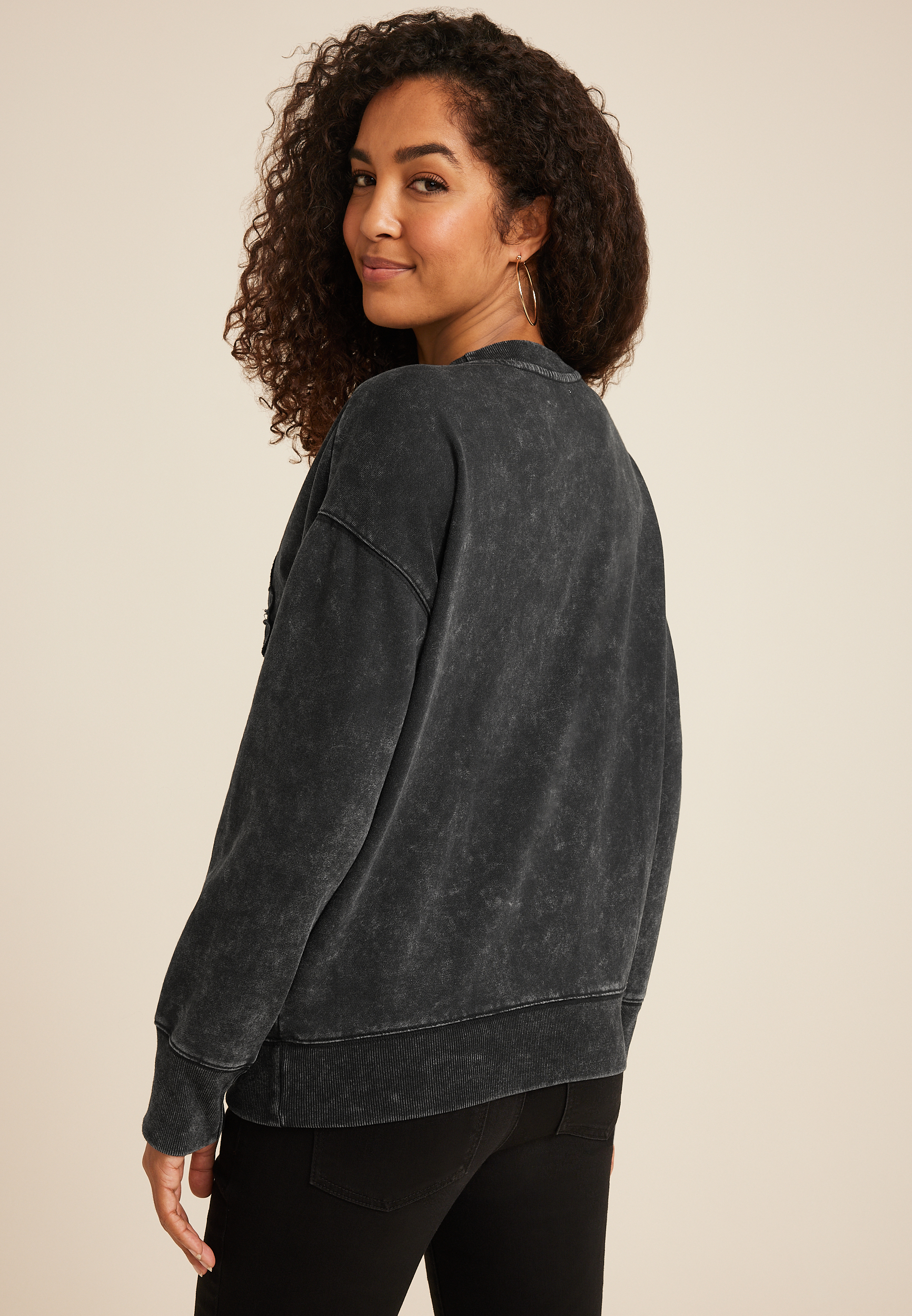 Rose Applique Relaxed Fit Sweatshirt, C106, large
