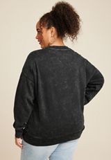 Plus Size Rose Applique Relaxed Fit Sweatshirt, C106, small