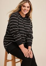 Plus Size Willowsoft Striped Sweatshirt, C1756, small