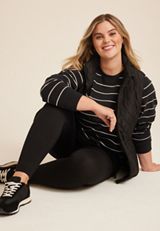 Plus Size Willowsoft Striped Sweatshirt, C1756, small
