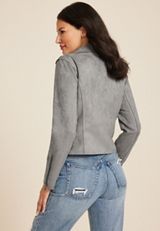 Faux Suede Moto Jacket, C9768, small